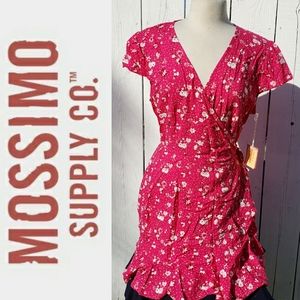 Mossimo Pink Floral Ruffle Wrap Dress
